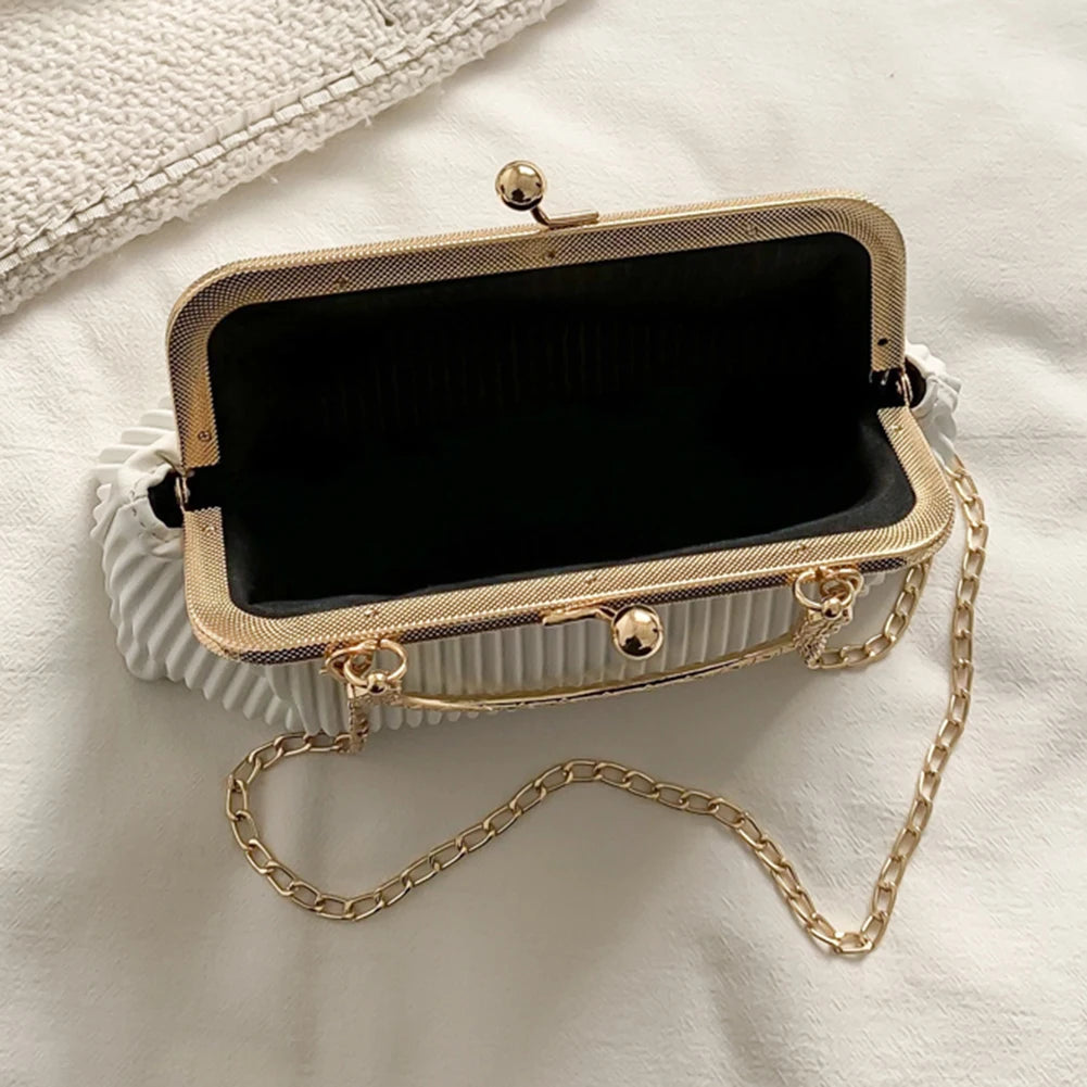 Chain Messenger Bag Top-handle Casual Soft Metal Buckle