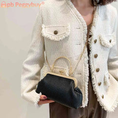 Chain Ladies Messenger Bag Top-handle Bag Casual Portable Soft Metal Buckle