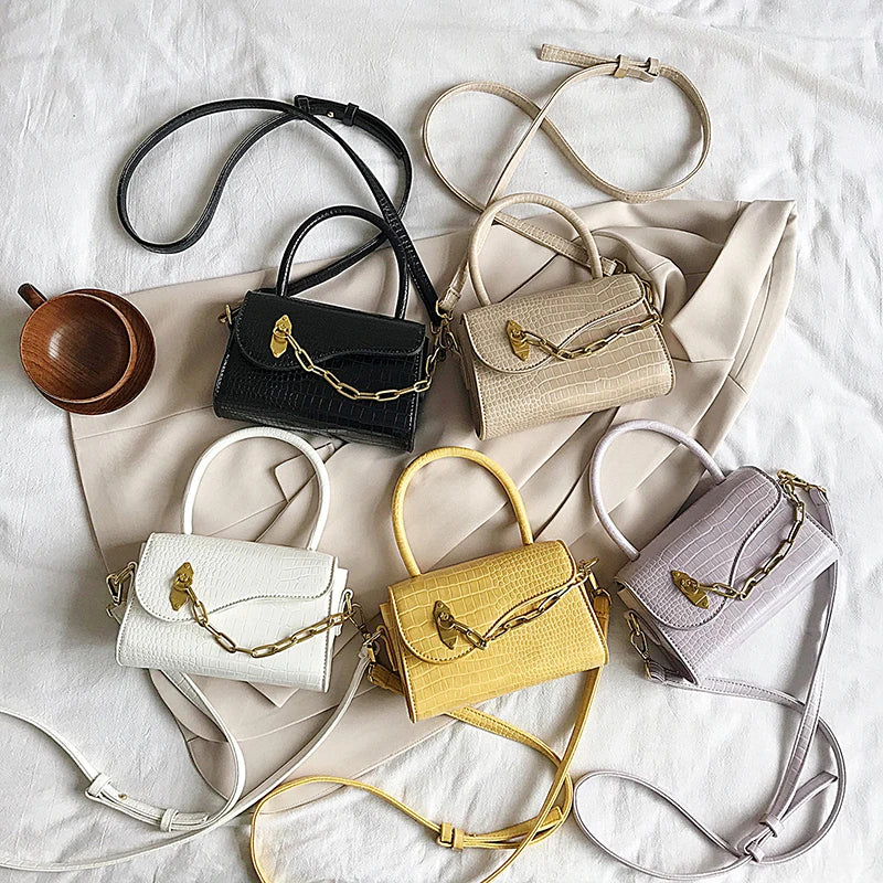 Chain PU Leather Shoulder Bags for Women Handbags Female Cross Body Bags