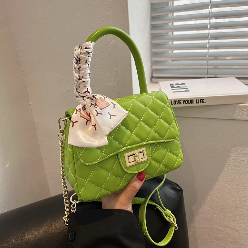 Chain Quilted Crossbody Bags for Women Leather Handbags Rhombus Lattice