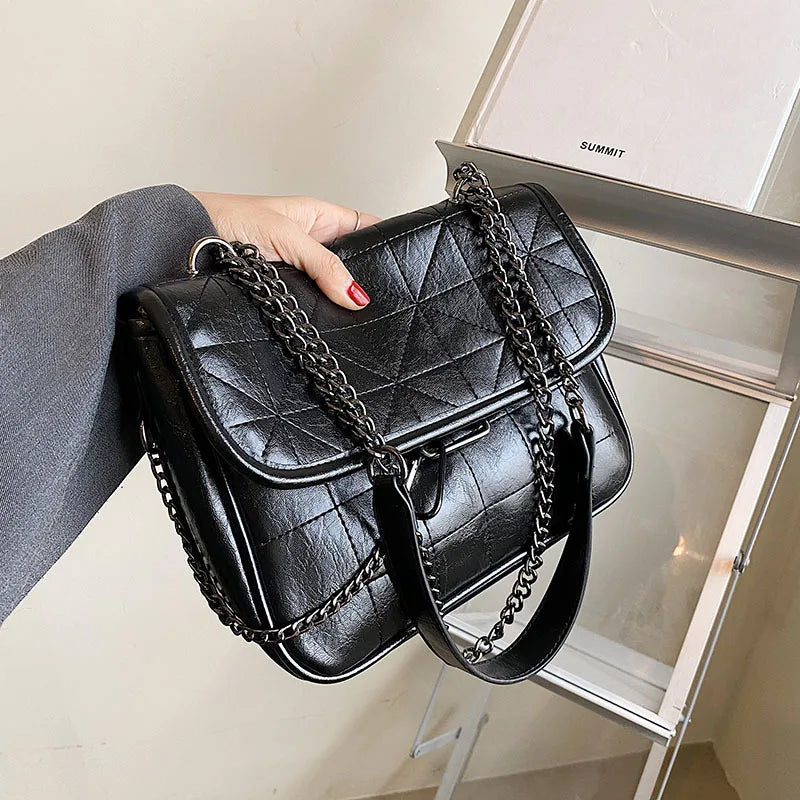 Quilted Chain Shopper Tote Shoulder Bag for Women