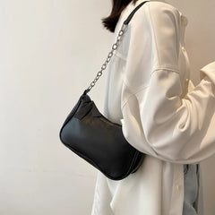 Chain Shoulder Bags Women Solid PU Leather Underarm Stylish Ladies OL All-match