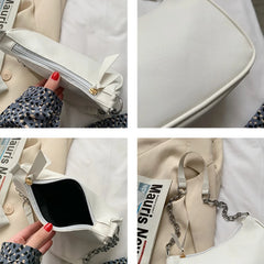 Chain Shoulder Bags Women Solid PU Leather Underarm Stylish Ladies OL All-match