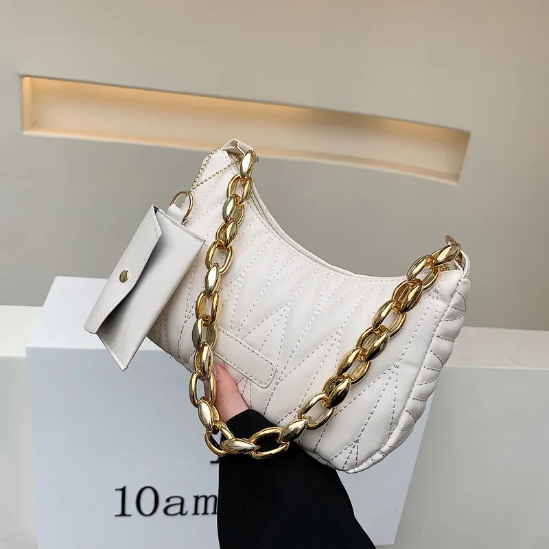 Chain Shoulder Bags Women Underarm Bag Handbags PU Leather Dumpling Bag