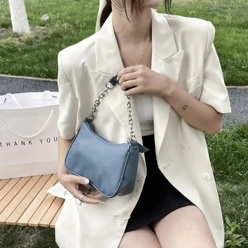 Chain Shoulder Bags Women Underarm PU Leather Small Square Bag