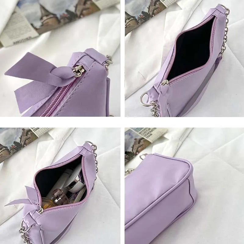 Chain Shoulder Bags Women Underarm PU Leather Small Square Bag
