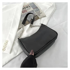 Chain Shoulder Bags Women Underarm PU Leather Small Square Bag