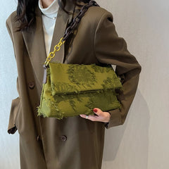 Canvas Shoulder Purse Handbag Tassel Crossbody Bag for Women