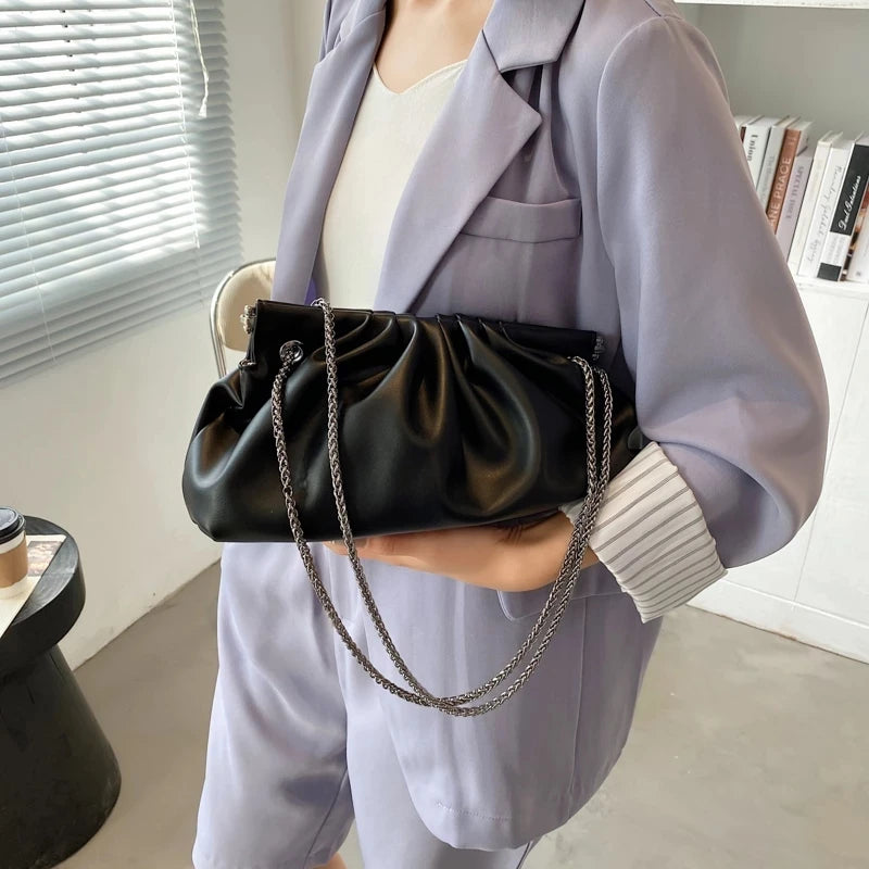 Small PU Leather Crossbody Bag for Women Chain Tote Shoulder Handbag