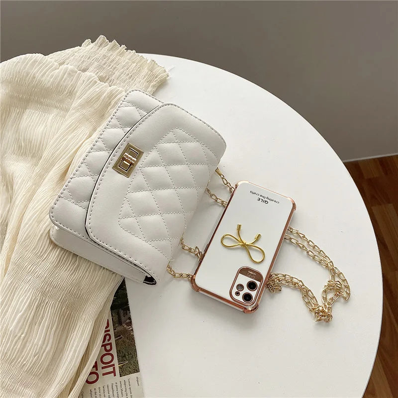 Chain Small Square Bag Casual Diagonal Bag Women's Bag Girl's Pu Bag