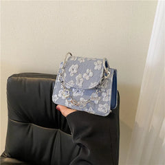 Small Square Bag Women's Crossbody Butterfly Embroidery Shoulder Bag