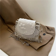 Small Square Bag Women's Crossbody Butterfly Embroidery Shoulder Bag