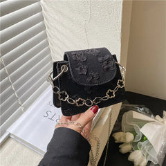 Small Square Bag Women's Crossbody Butterfly Embroidery Shoulder Bag