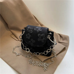 Small Square Bag Women's Crossbody Butterfly Embroidery Shoulder Bag