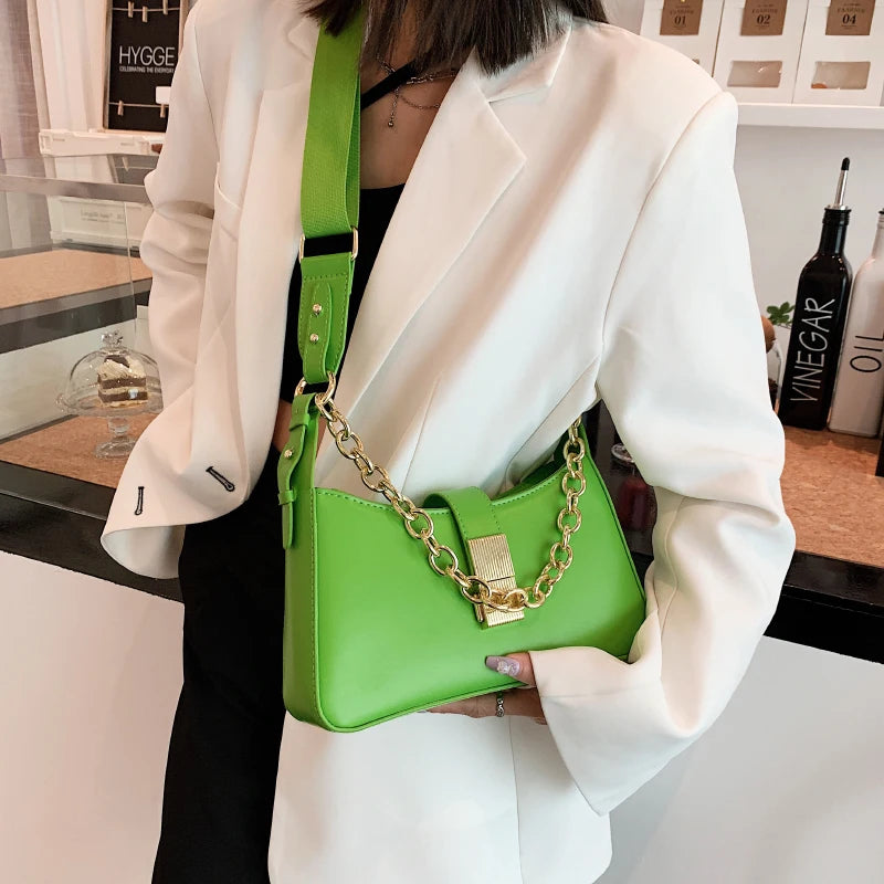 Chain PU Leather Shoulder Bags for Women - Small Crossbody Handbags