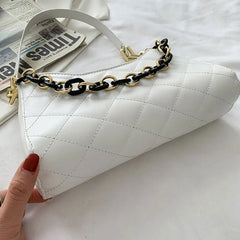 Chain Strap Leather Crossbody Bag for Women