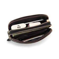 Cowhide Crossbody Phone Sling Bag Large Capacity Zipper Clutch Purse