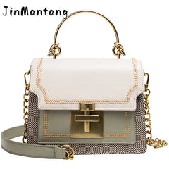 Chain Tote Bag Contrast Women Messenger Bag Flap Lady Handbag Crossbody Shoulder