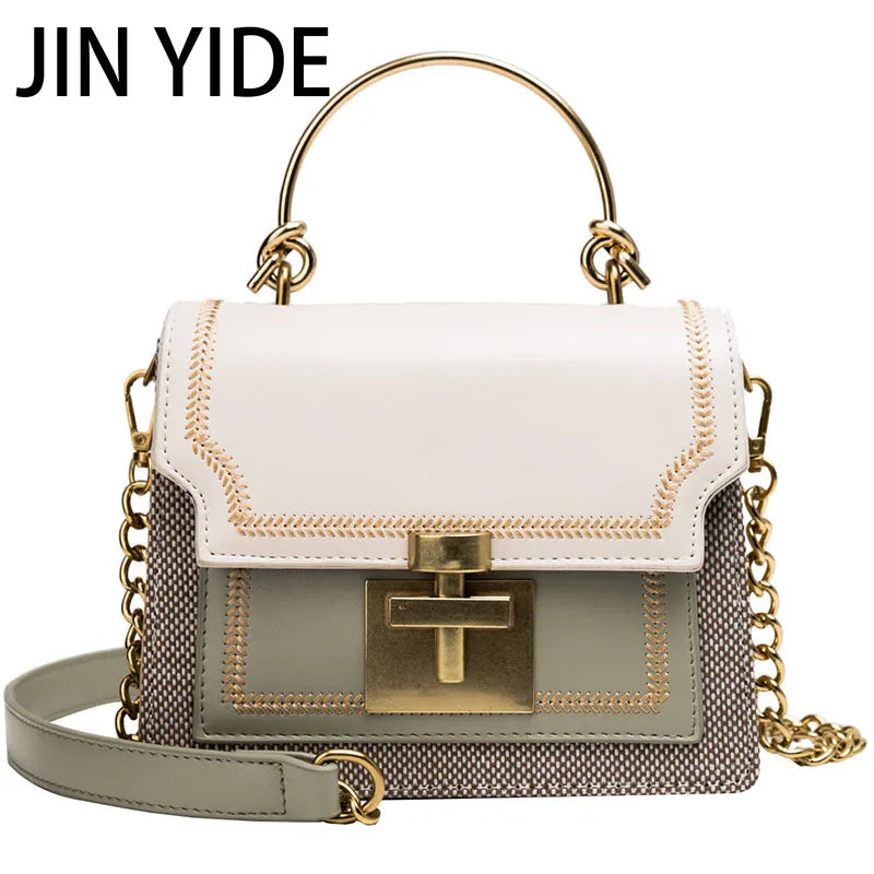 Chain Tote Bag Contrast Women Messenger Bag Flap Lady Handbag Crossbody Shoulder