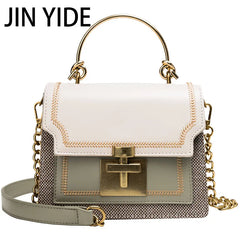 Chain Tote Bag Contrast Women Messenger Bag Flap Lady Handbag Crossbody Shoulder