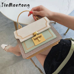 Chain Tote Bag Contrast Women Messenger Bag Flap Lady Handbag Crossbody Shoulder