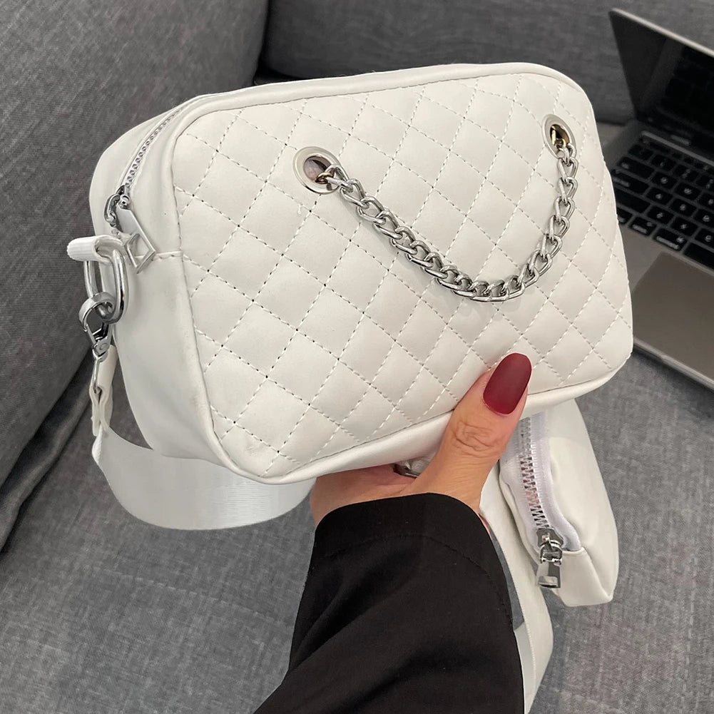 Embroidered Lattice Underarm Bag with Purse