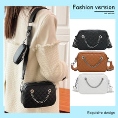 Embroidered Lattice Underarm Bag with Purse