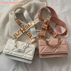 Women Underarm Bags Wide Strap Flap Tote Bag Embossed Casual Solid