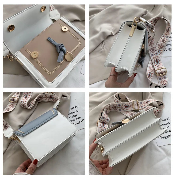 Chain flap bags for women Shoulder Bag patchwork PU Leather ladies handbag