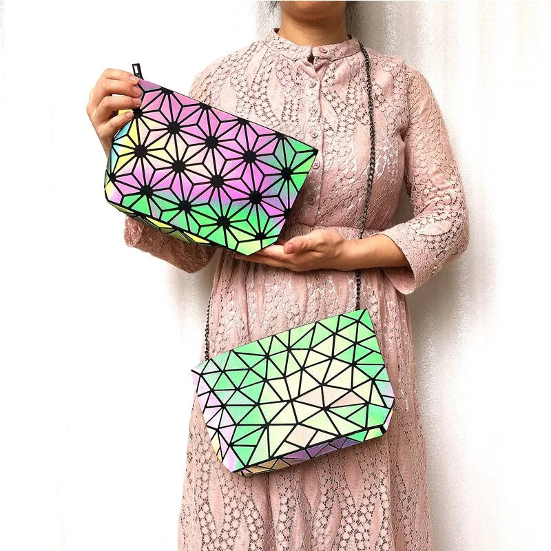 Geometric Holographic Shoulder Bag for Women