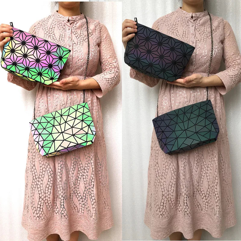 Geometric Holographic Shoulder Bag for Women