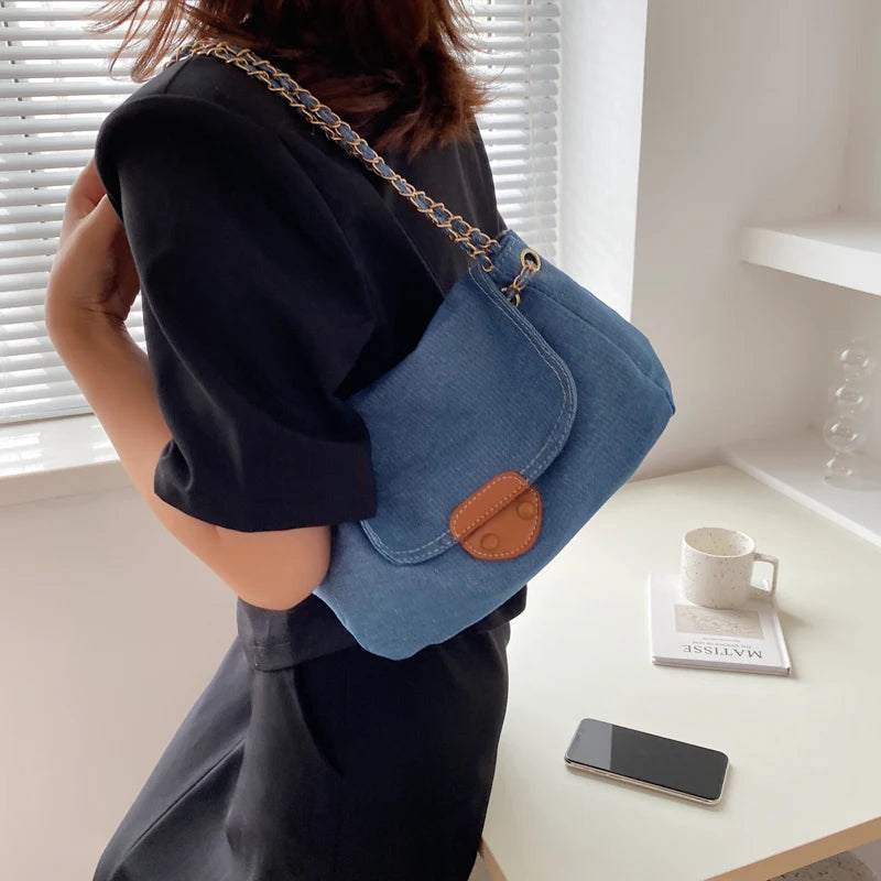 Canvas Chain Texture Small Bag One-Shoulder Messenger Bag