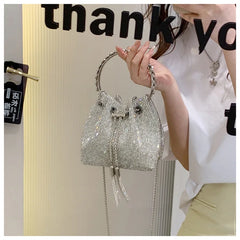 Metal Handle Shoulder Messenger Bags Small Diamonds Women Evening