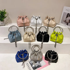 Metal Handle Shoulder Messenger Bags Small Diamonds Women Evening
