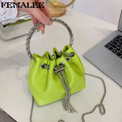 Metal Handle Shoulder Messenger Bags Small Diamonds Women Evening
