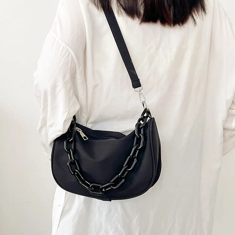 Nylon Shoulder Bag for Women Underarm Handbag and Purse