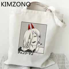 Chainsaw Man Eco Shopping Bag - Reusable Cotton Foldable Tote