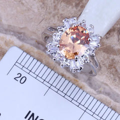 Champagne Morganite CZ Silver Plated Jewelry Set S0080