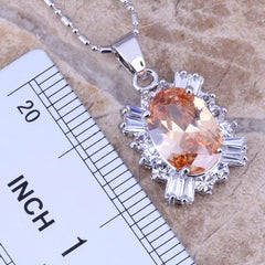 Champagne Morganite CZ Silver Plated Jewelry Set S0080
