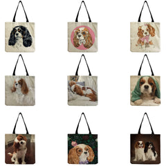 Charles Spaniel Dog Print Women Handbag Tote Large Capacity Shoulder Bags