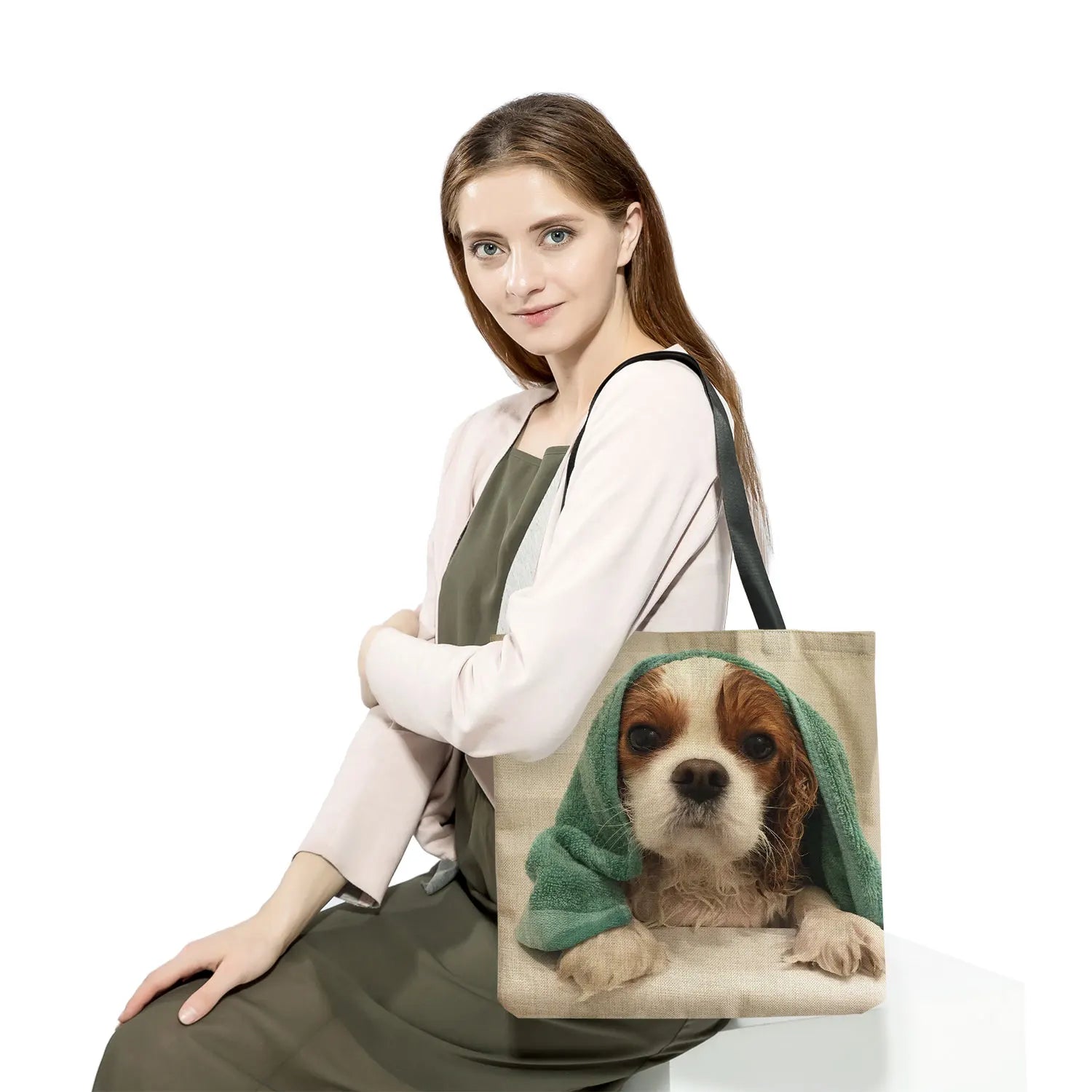 Charles Spaniel Dog Print Women Handbag Tote Large Capacity Shoulder Bags