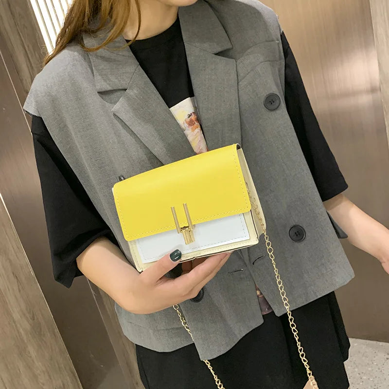 Small Leather Crossbody Bag Chain Shoulder Messenger Travel Mini Bag