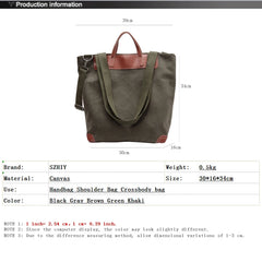 Large Capacity Canvas Bag Women Portable Shoulder Bag Solid Travel Handbag