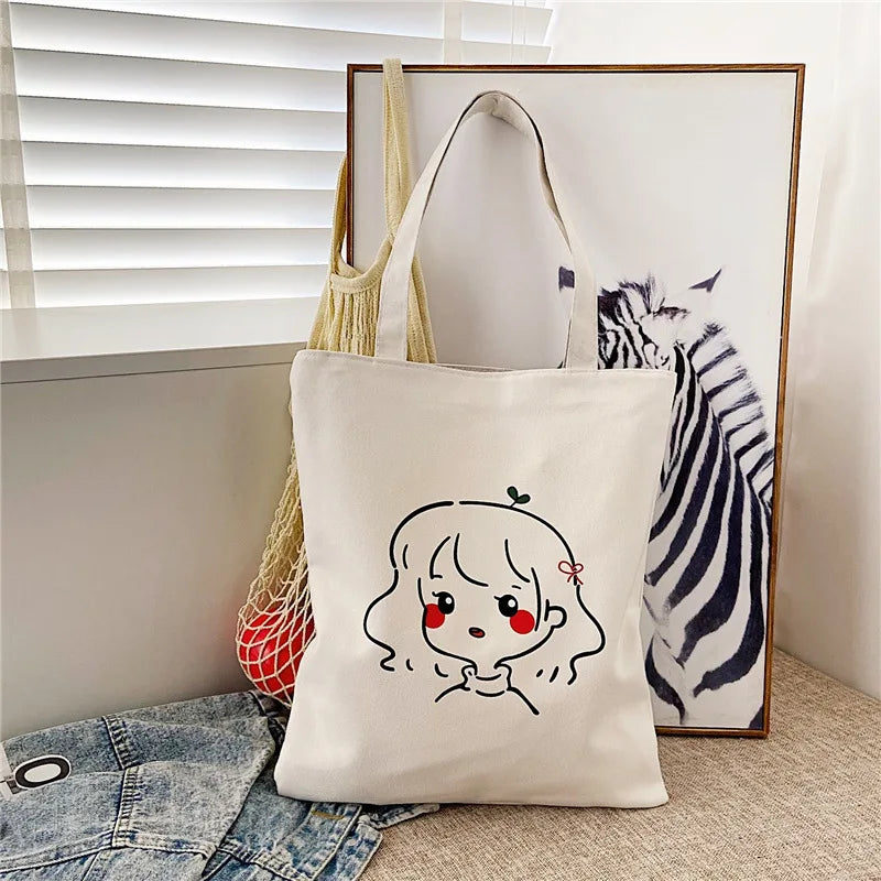 Women's Printed Canvas Shoulder Bag for Shopping