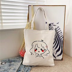 Women's Printed Canvas Shoulder Bag for Shopping