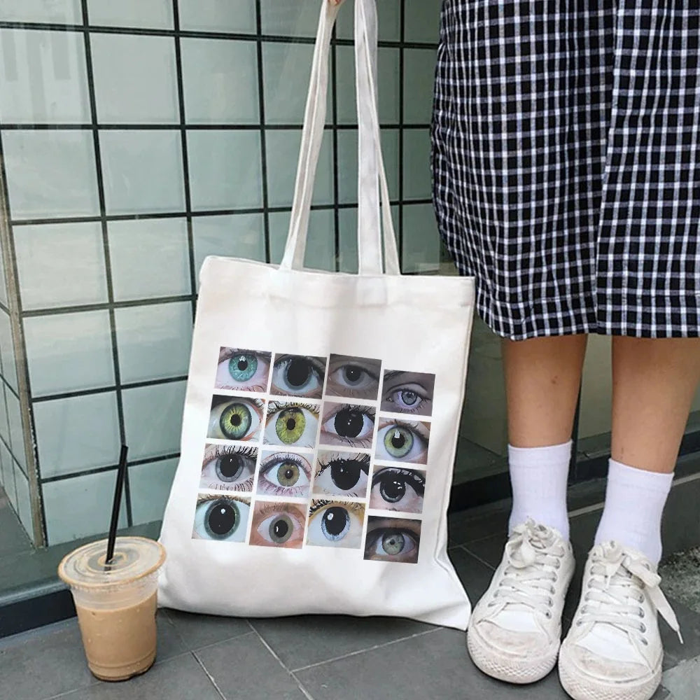 Canvas Tote Shopping Purses Eyes Casual Handbags