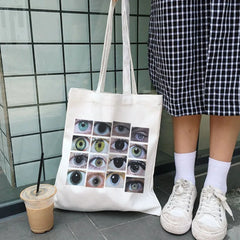 Canvas Tote Shopping Purses Eyes Casual Handbags