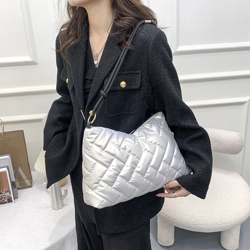 Fluffy Tote Bag Cross Body Down Shoulder Bags for Women Handbag