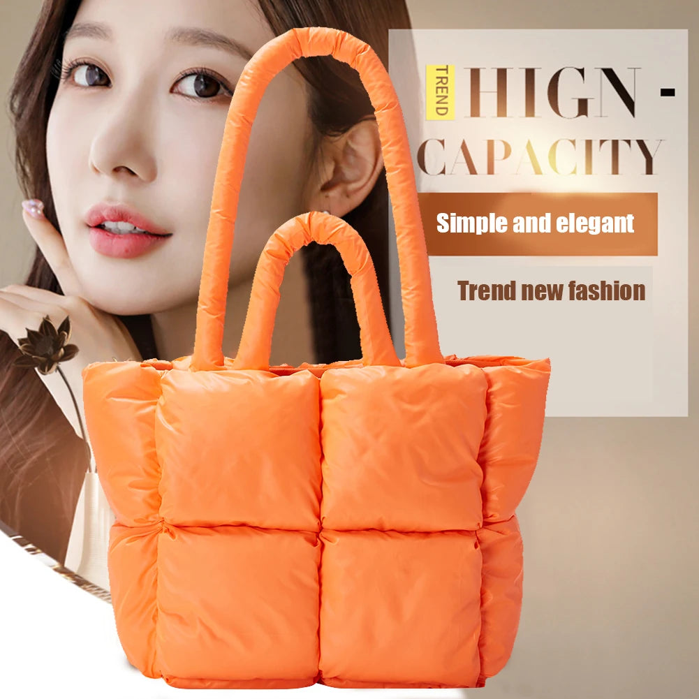 Winter Female Tote Bag Soft Nylon Casual Warm Portable