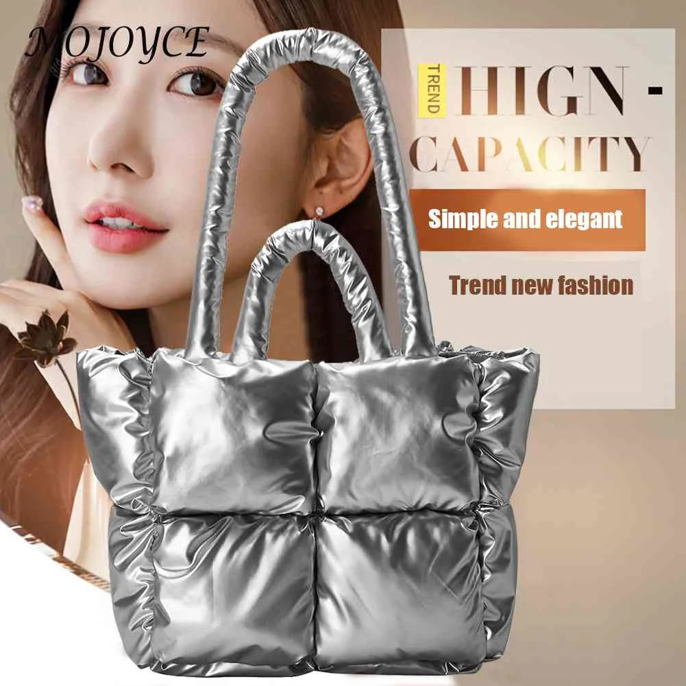 Winter Female Tote Bag Soft Nylon Casual Warm Portable